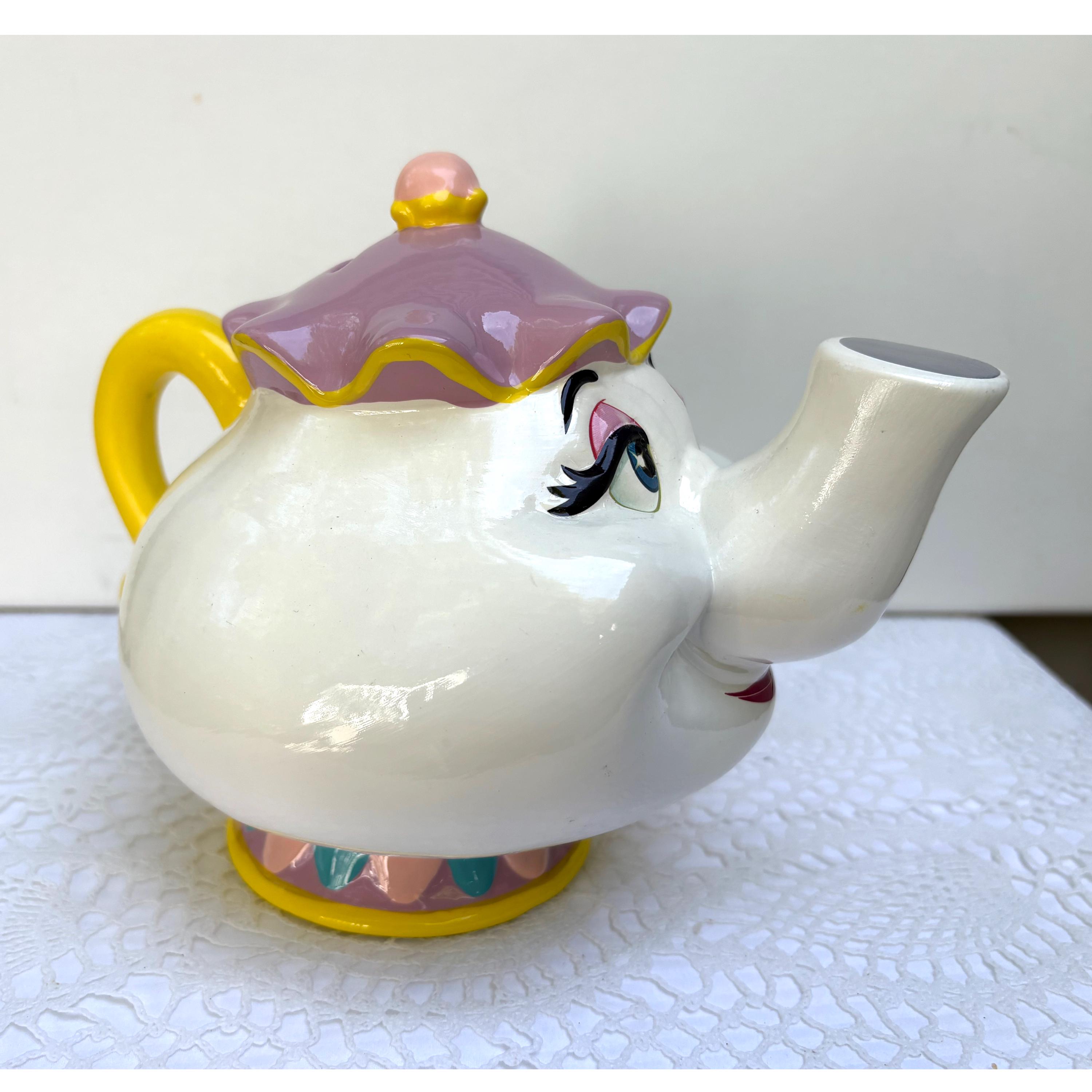 1990's Beauty and the Beast Mrs. Potts Ceramic Coin Piggy Bank the