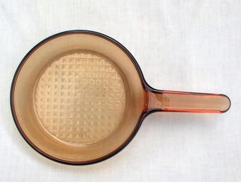 Padella Corning Ware Pyrex Brown Vision con fondo a nido d'ape in vetro ambrato da 7 pollici