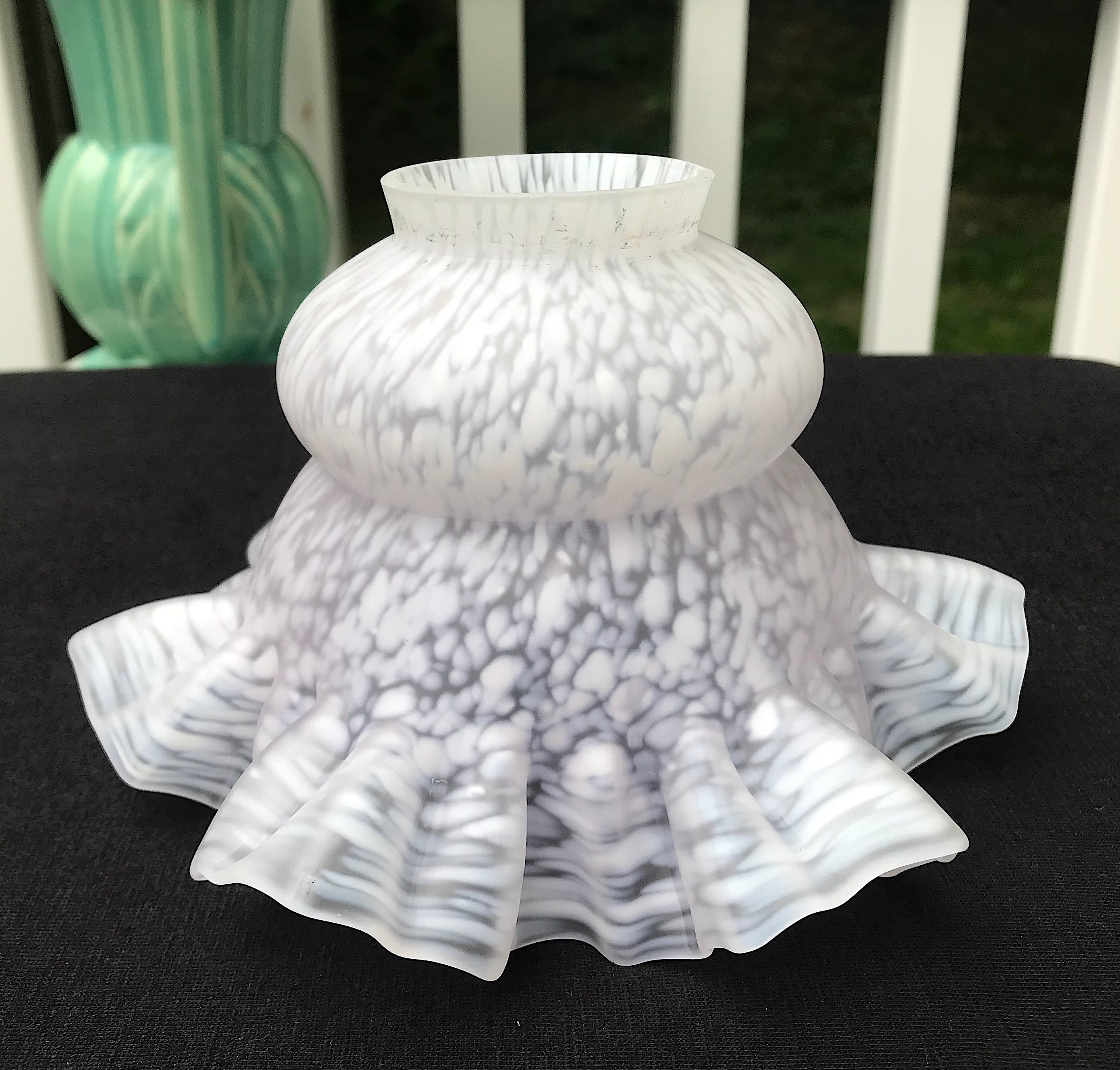 White Satin Splatter Glass Small Lamp Globe Shade 2" Fitter