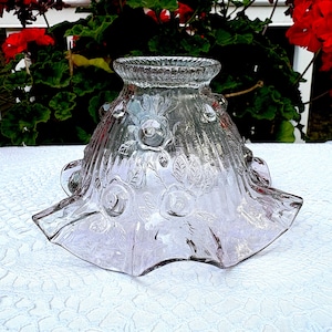 Fenton Art Glass For Homco Cabbage Rose Barely Pink  Candle Holder Fairy Lamp SHADE ONLY