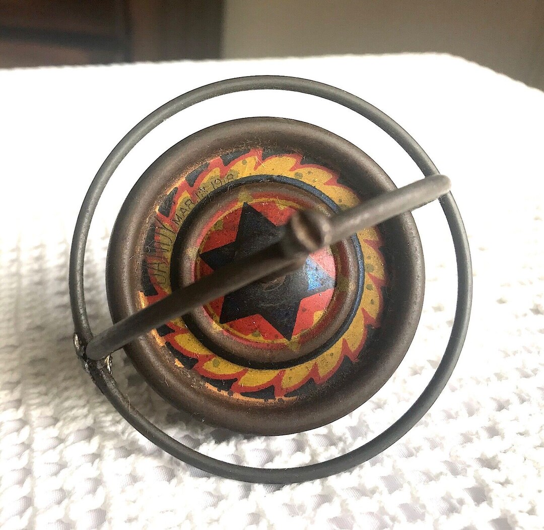 Vintage Antique Dandy Gyroscope Top Steel Toy Patented 1918