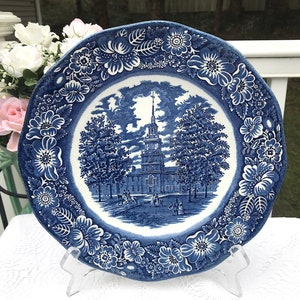 Liberty Blue 10&quot; Dinner Plate Staffordshire 1970s Independence Hall