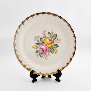 SET VON echsen Quaban Royal China 6 1/4 &quot;weißen Tellern Dessert Brot Butter Goldziere 1930er Jahre