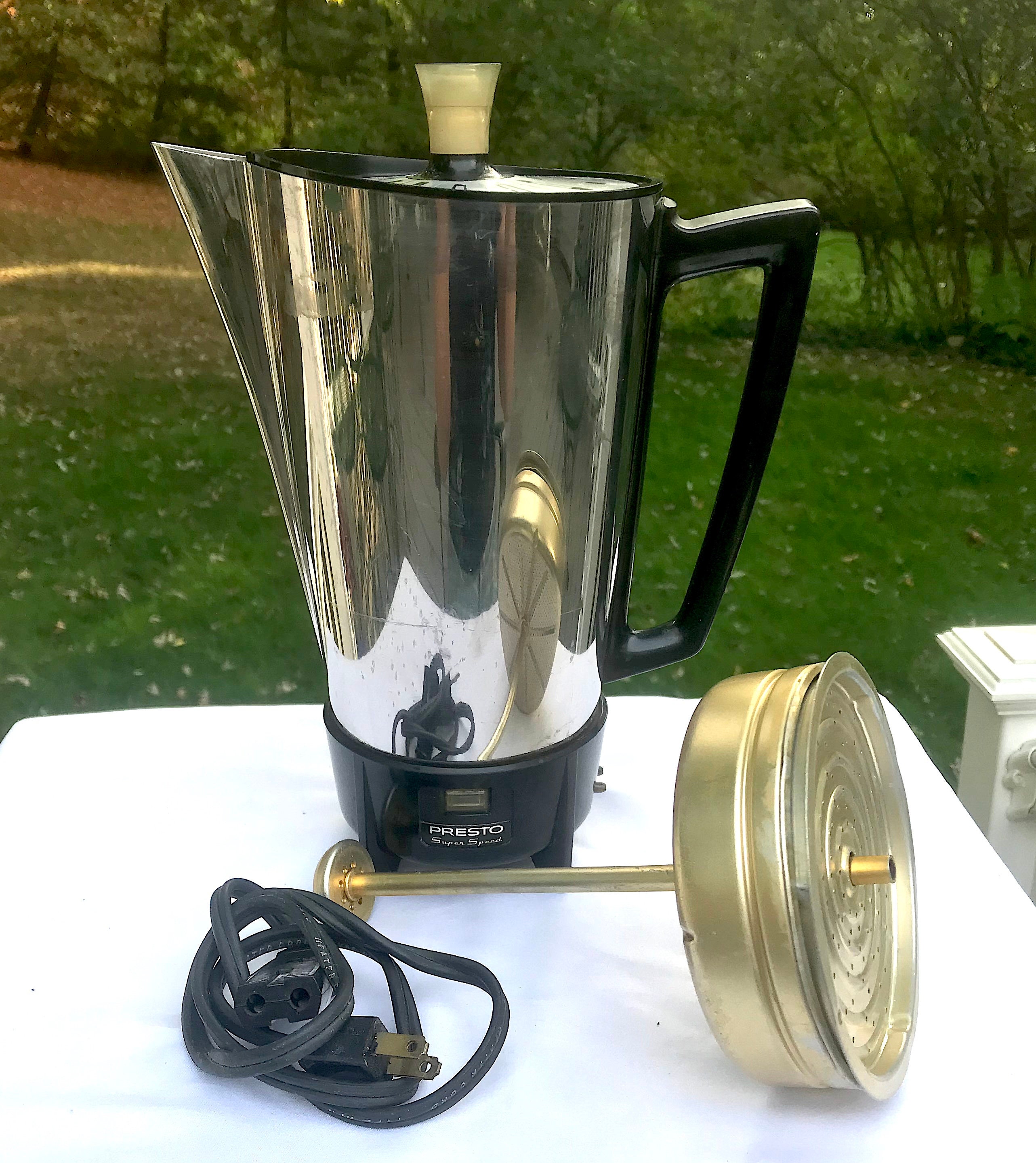 Vintage Presto Electric 9 Cup Coffee Percolator KK114 Clean Working  Complete Stainless Steel 