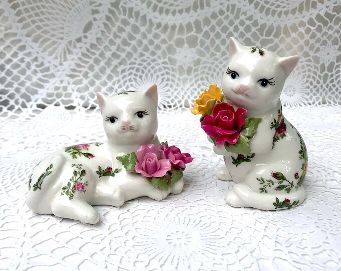 Old Country Roses Cat Kitten Salt and Pepper Shakers Royal Albert - Etsy
