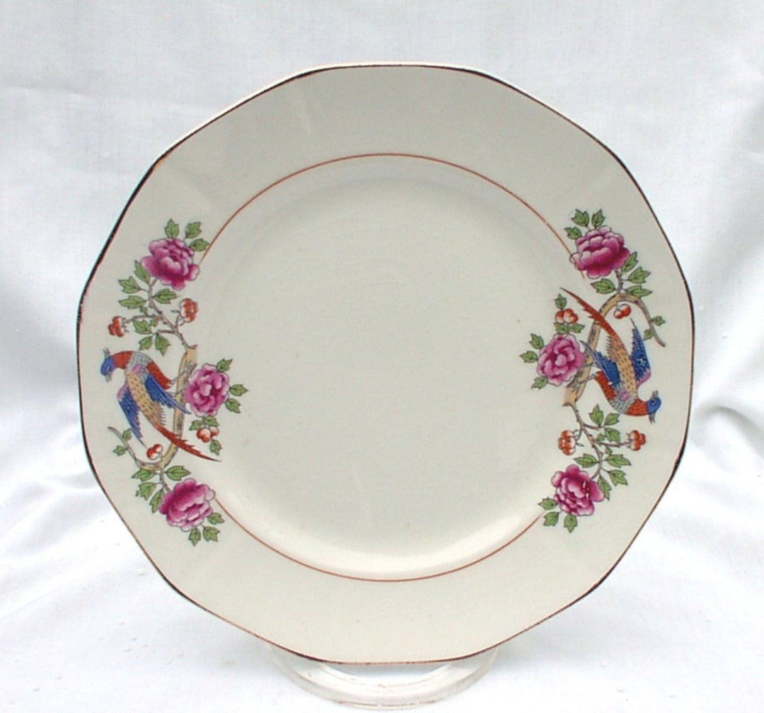 SET OF FIVE French China Company 9 Dinner Luncheon Plates Bird Pheasant Design Martha Washington