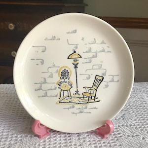Set Of FOUR Gay 90s Nineties 6 3/8&quot; Bread Plates  Marcrest Stetson Rocking Chair Lamp