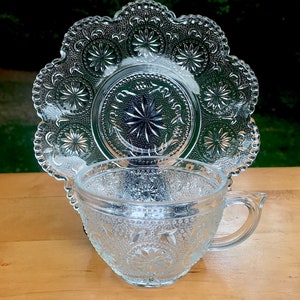 Concord Crystal Cup And Saucer Sets American Brockway Glass 6 Available