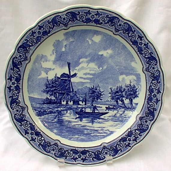 Vintage Royal Sphinx Delfts MAASTRICHT 12 Inch Plate Platter Blue