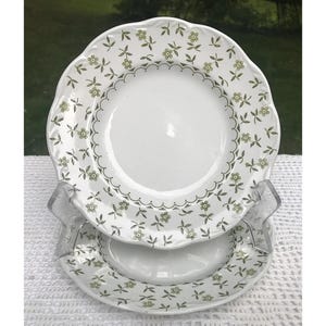 Set of TWO J & G Meakin Forget Me Not Green 6 3/4&quot; Bread Dessert Plates 3 Sets Of Two Available