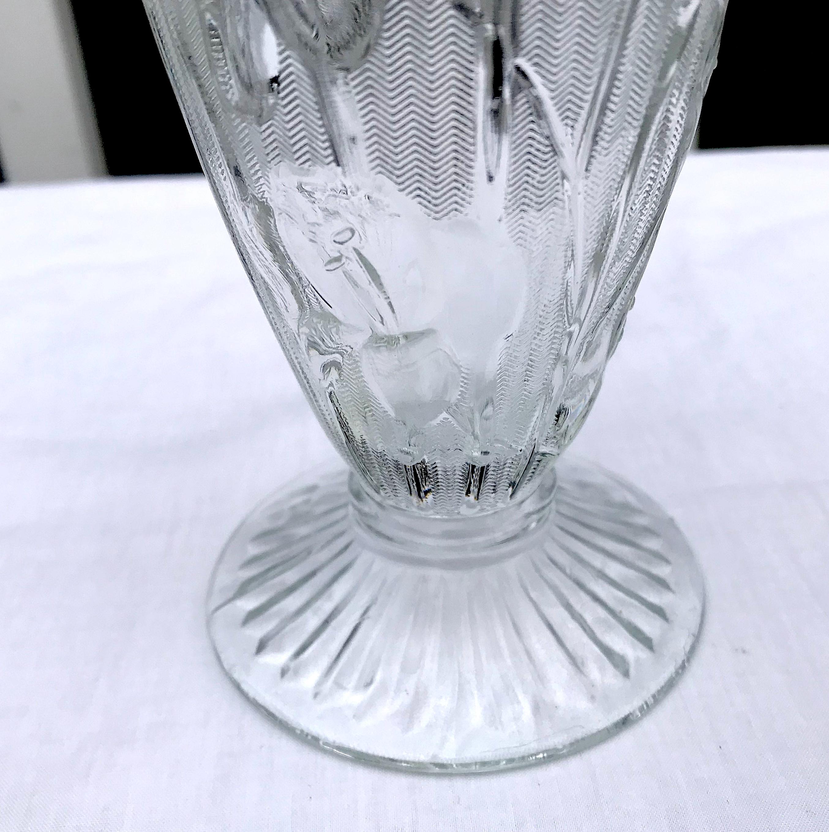 SET OF FOUR Iris and Herringbone 6 1/2 Inch Footed Tumblers