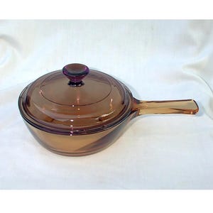 Casserole de cuisson et couvercle de 0,5 litre en Pyrex Vision brun ambré Corning Ware