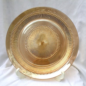Anniversary Marigold Iridescent 12 1/2&quot; Round Platter Cake Plate Sandwich Server Jeannette Glass