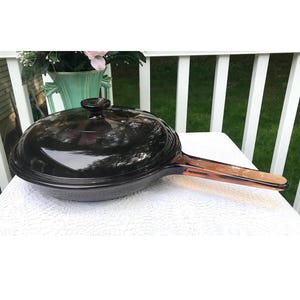 Pyrex Corning Ware Vision Amber Glass 10 3/4&quot;  Non Stick Frying Pan And Lid