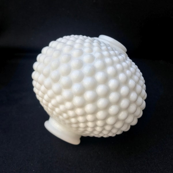 White Milk Glass Hobnail Lamp Fixture Part Spacer Lightning Rod