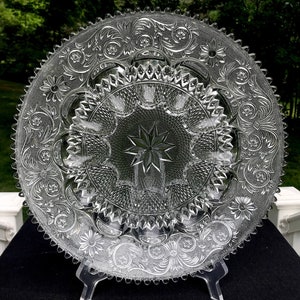 Duncan And Miller Crystal Sandwich Egg Plate Saw Tooth Edge