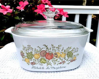 Corning Pyrex CLEAN EXCELLENT Spice Of Life 3 Quart A 3 B Casserole And Lid A 9 C L&#39;Echalote La Marjolaine