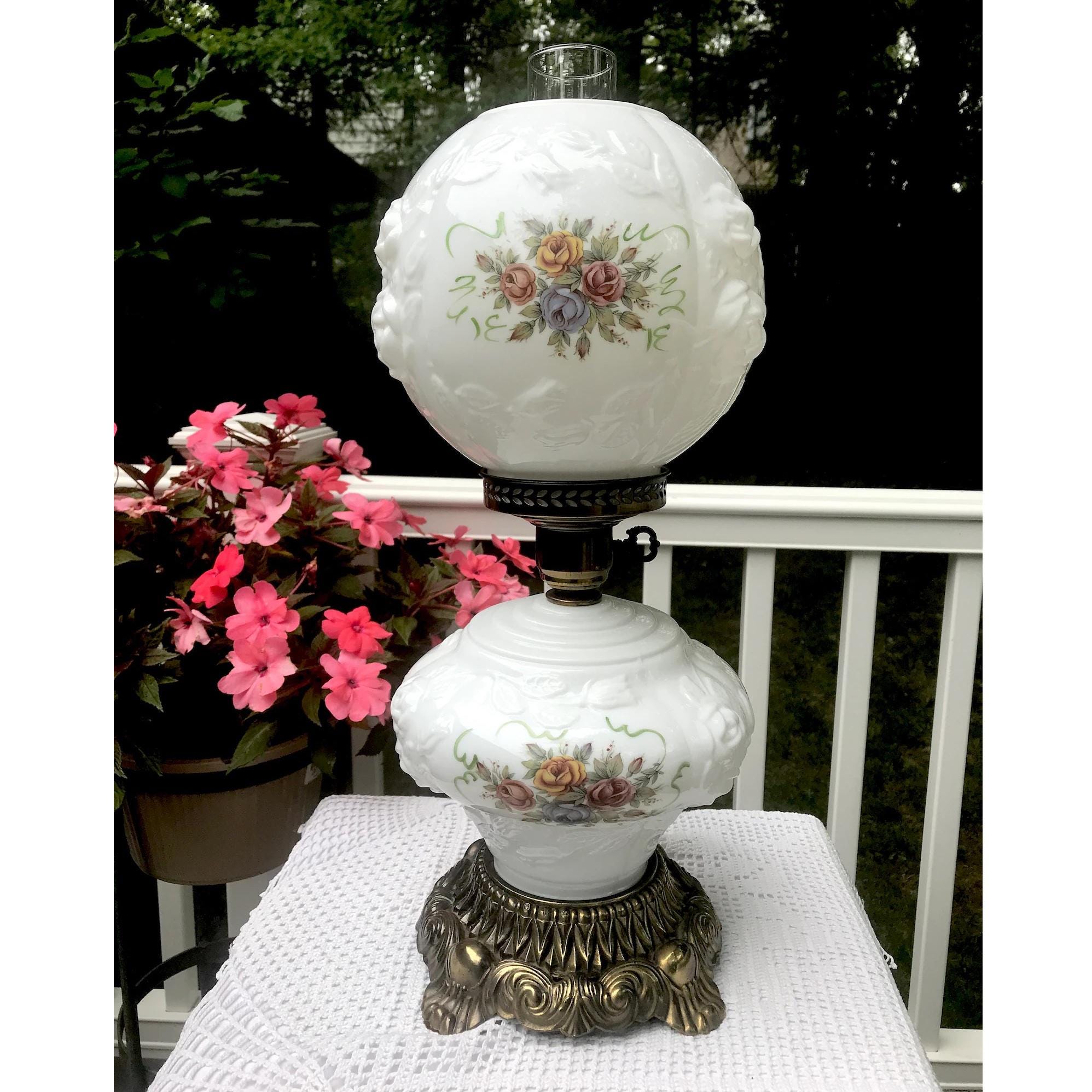 Phoenix Lamps Inc Gone With the Wind American Rose Milk Glass