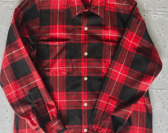 Vintage Woolrich Wool Flannel Red And Black Plaid Shirt Never Worn