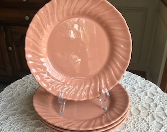 Coronado Swirl Franciscan Coral Beige Glossy 9 3/8" Luncheon Dinner Plates - 4 AVAILABLE