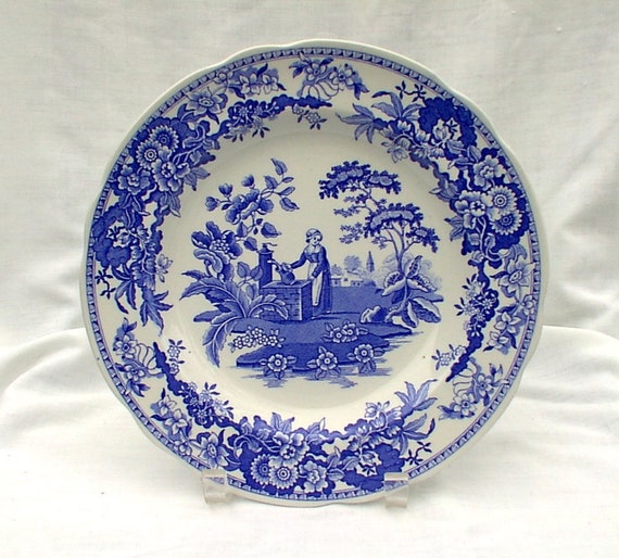 Spode Blue Room Collection 10 3/8 Inch Dinner Plate Girl at Well