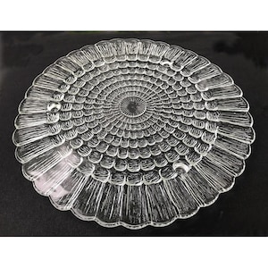 Vintage Clear Glass Hobnail Footed Cake Dessert Plate Stand