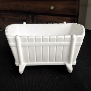 Vintage Flower Pot Indiana Milk Glass Baby Cradle Planter 1960s