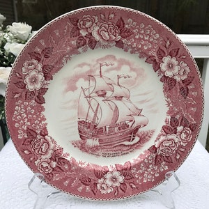 Adams Mayflower II 10" Red Transferware Plate 1957 England