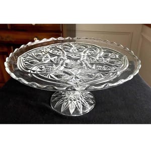 Rexford Euclid Boylan Cake Dessert Stand 1910 John F Higbee Glass & New Martinsville Glass Co Early American Pattern Glass