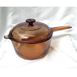 Corning Ware Pyrex Vision Brown Amber 2.5  Liter Stove Top Pan And Lid