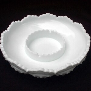 Fenton 3778 Milk Glass Hobnail 8" Ashtray Chip and Dip Candleholder