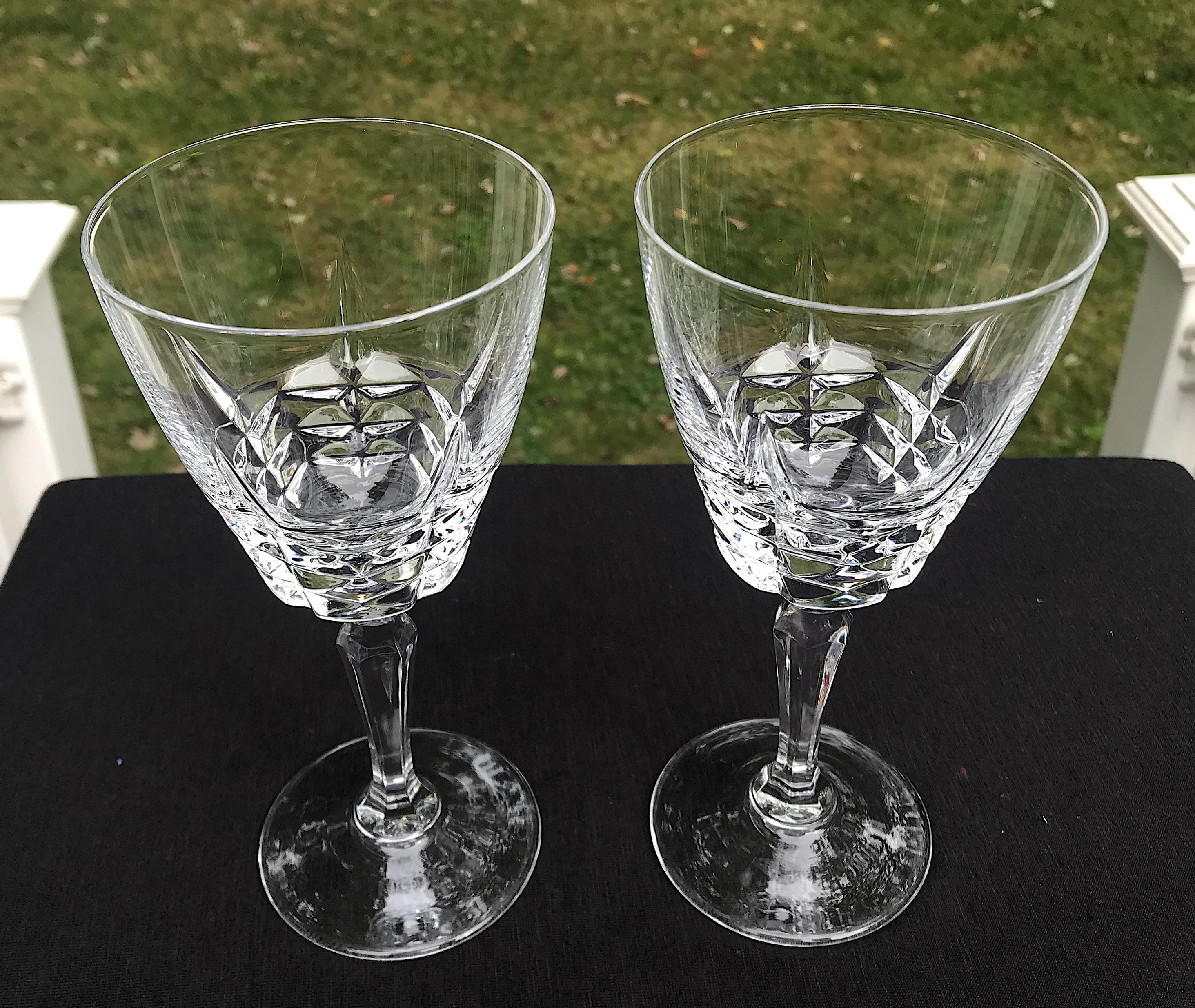 Set of Two Cherbourg French Lead Crystal Wine Glasses Stems New in