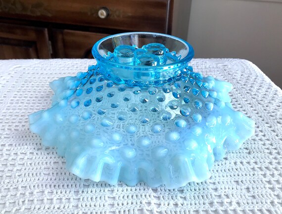 フェントン アートガラス ブルー オパールセント ホブネイル