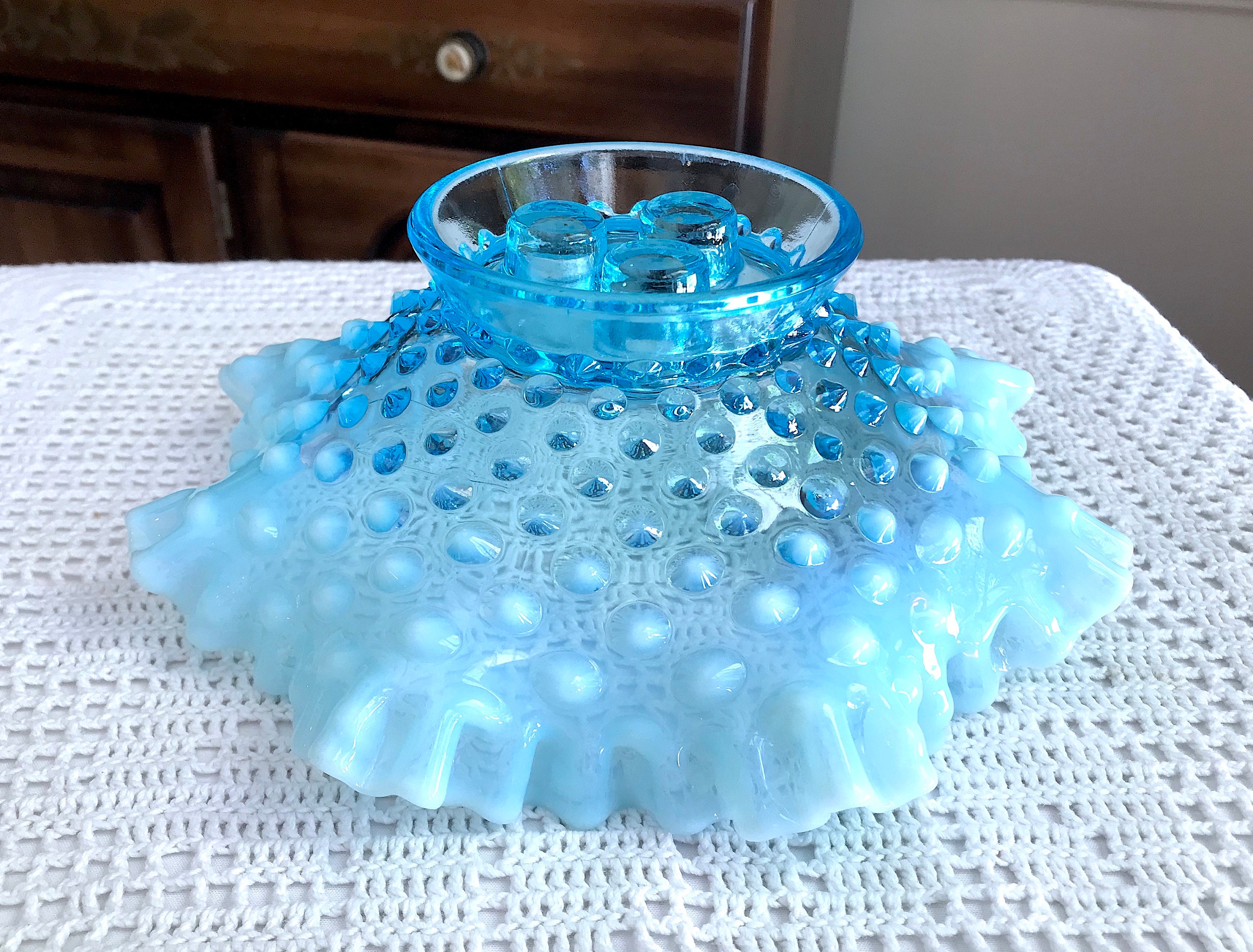 フェントン アートガラス ブルー オパールセント ホブネイル