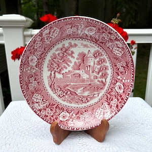 Royal Staffordshire  Red Transferware 8 1/4&quot; Soup Salad Bowl Early 1900s ROS 109