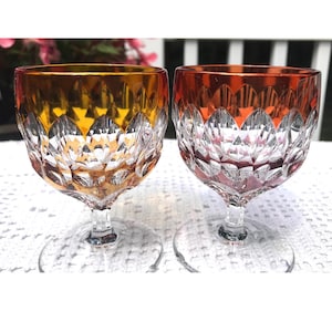 Set of TWO  Hofbauer German Aperitif ECHT Bleikristall Crystal Aperitif Glasses Stems As Is