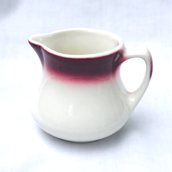 Vintage Buffalo China Maroon Spray Mist Individual Small Creamer