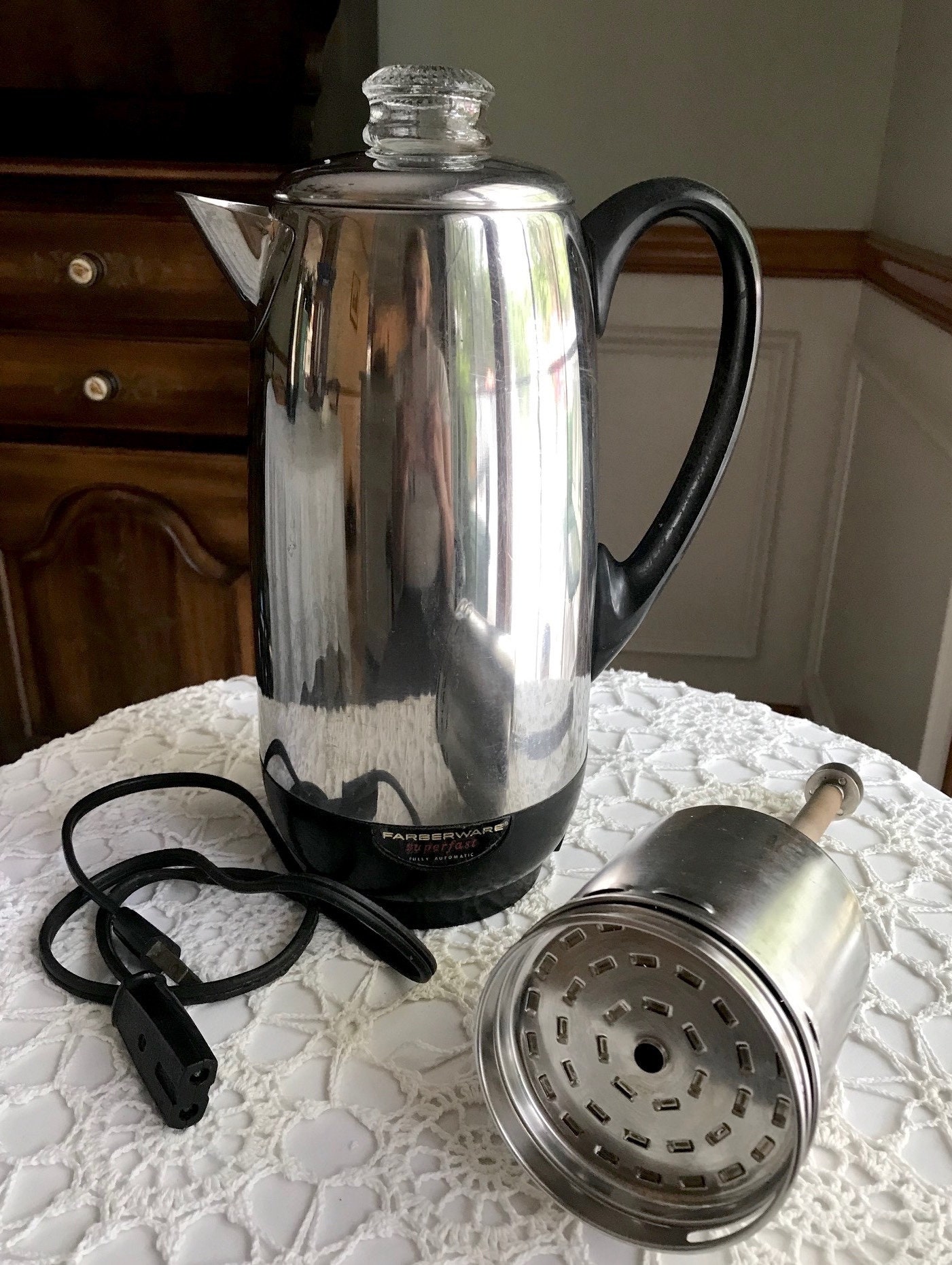 Vintage Farberware 142 R Z Super Fast Electric 12 Cup Coffee Percolator Pot  Stainless Steel TESTED WORKING CLEAN 