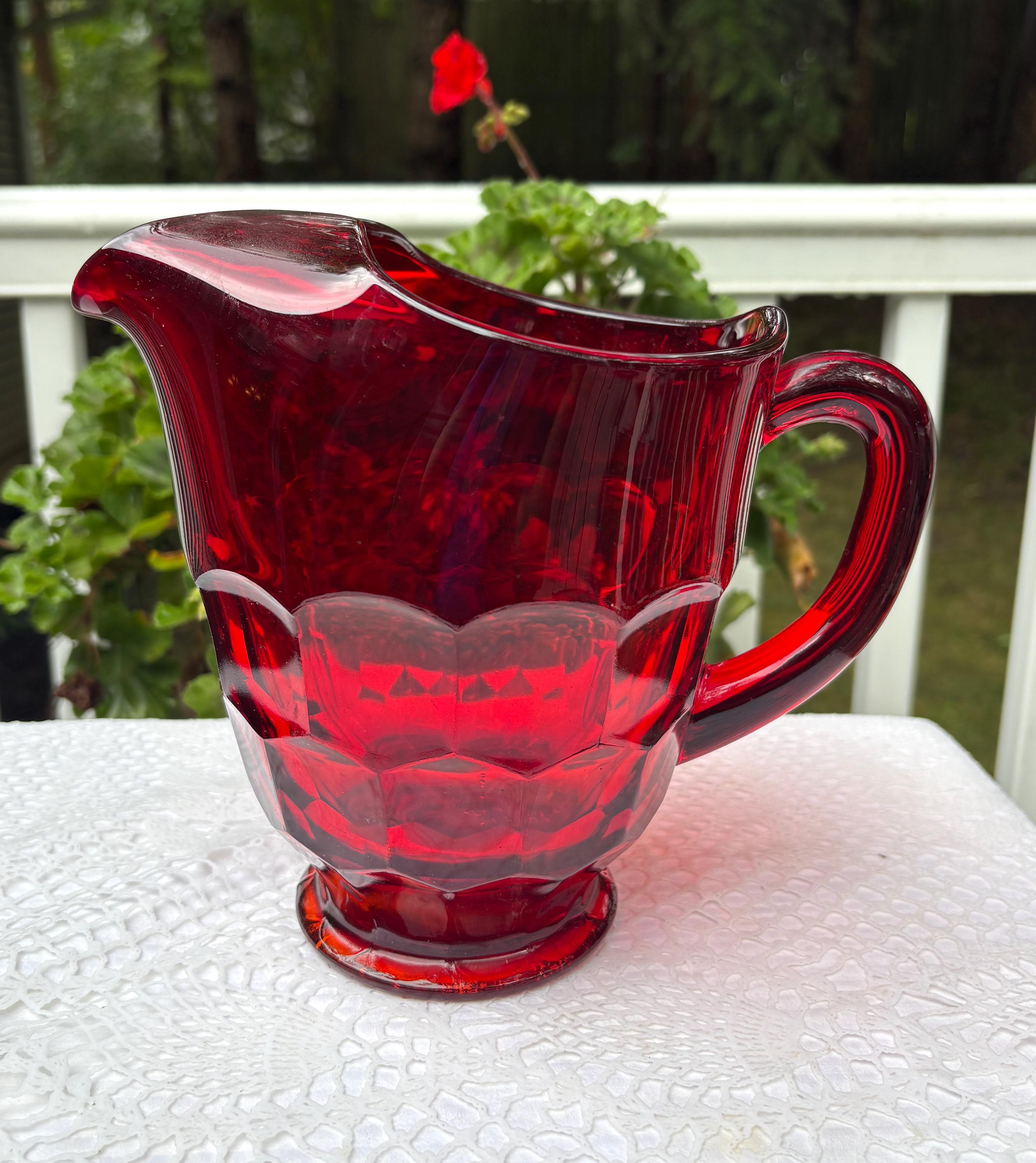 Viking Georgian Thumbprint Ruby Red 7 Inch Pitcher - Etsy