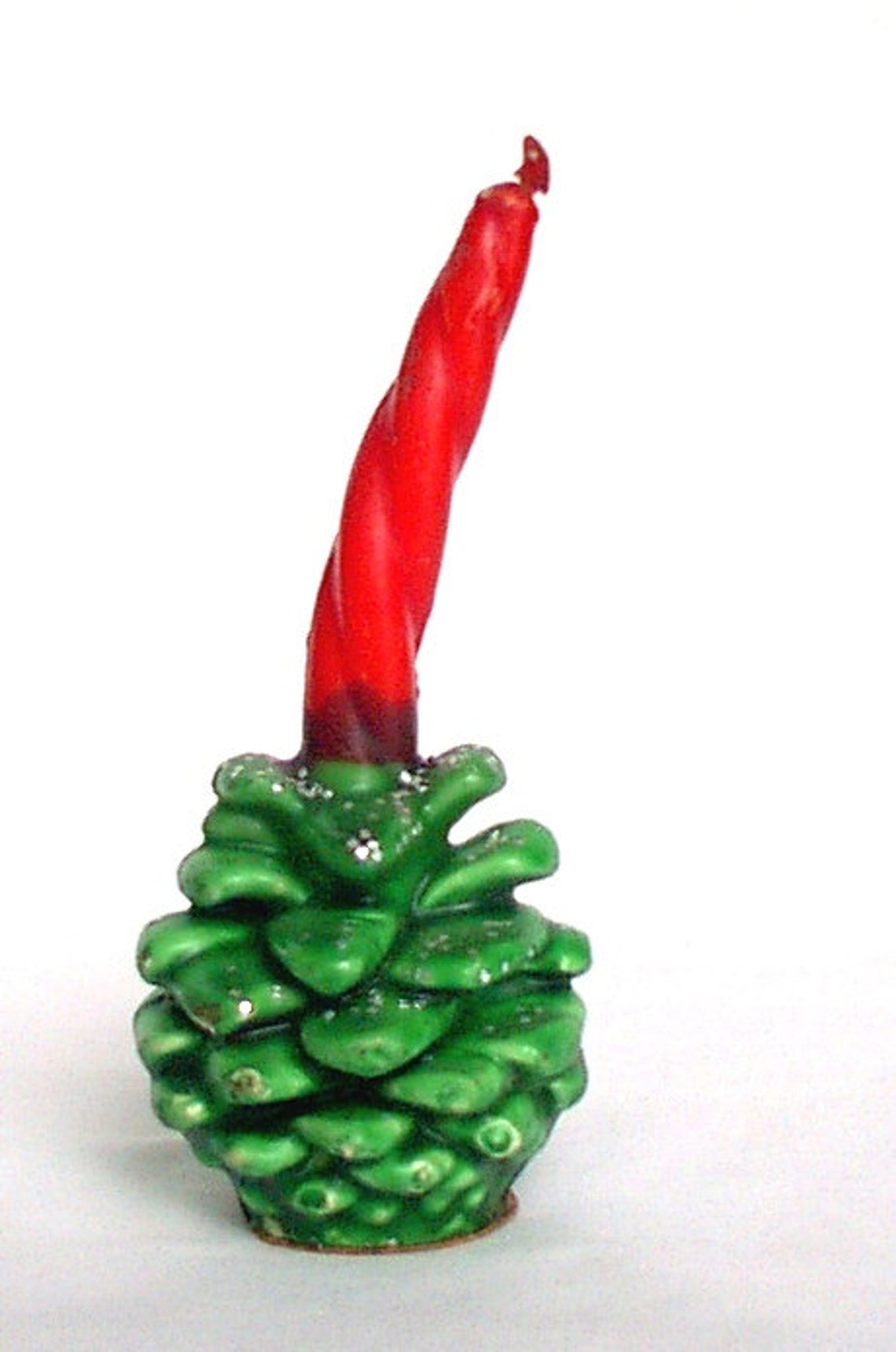 Gurley Novelty Company Christmas Candle Green Pine Cone Etsy
