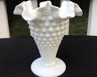 ヴィンテージ フェントン ピーチクレスト ミルクガラス トールメロン