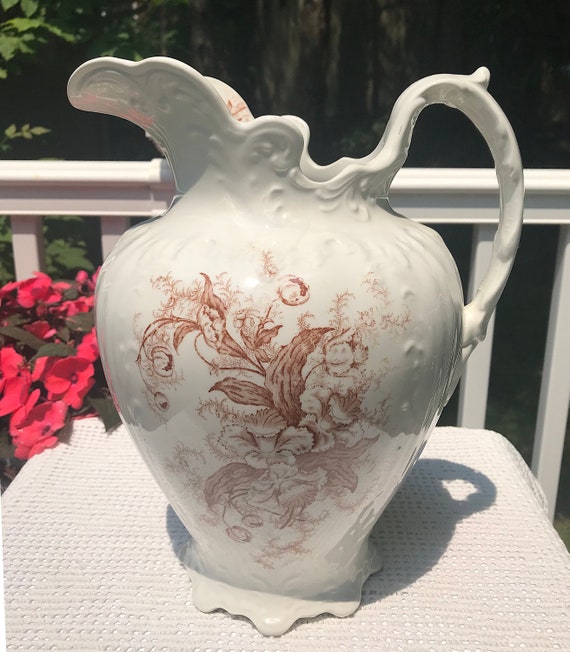 Smith Phillips Semi Porcelain Tall 12 1/2 Inch Wash Pitcher Late