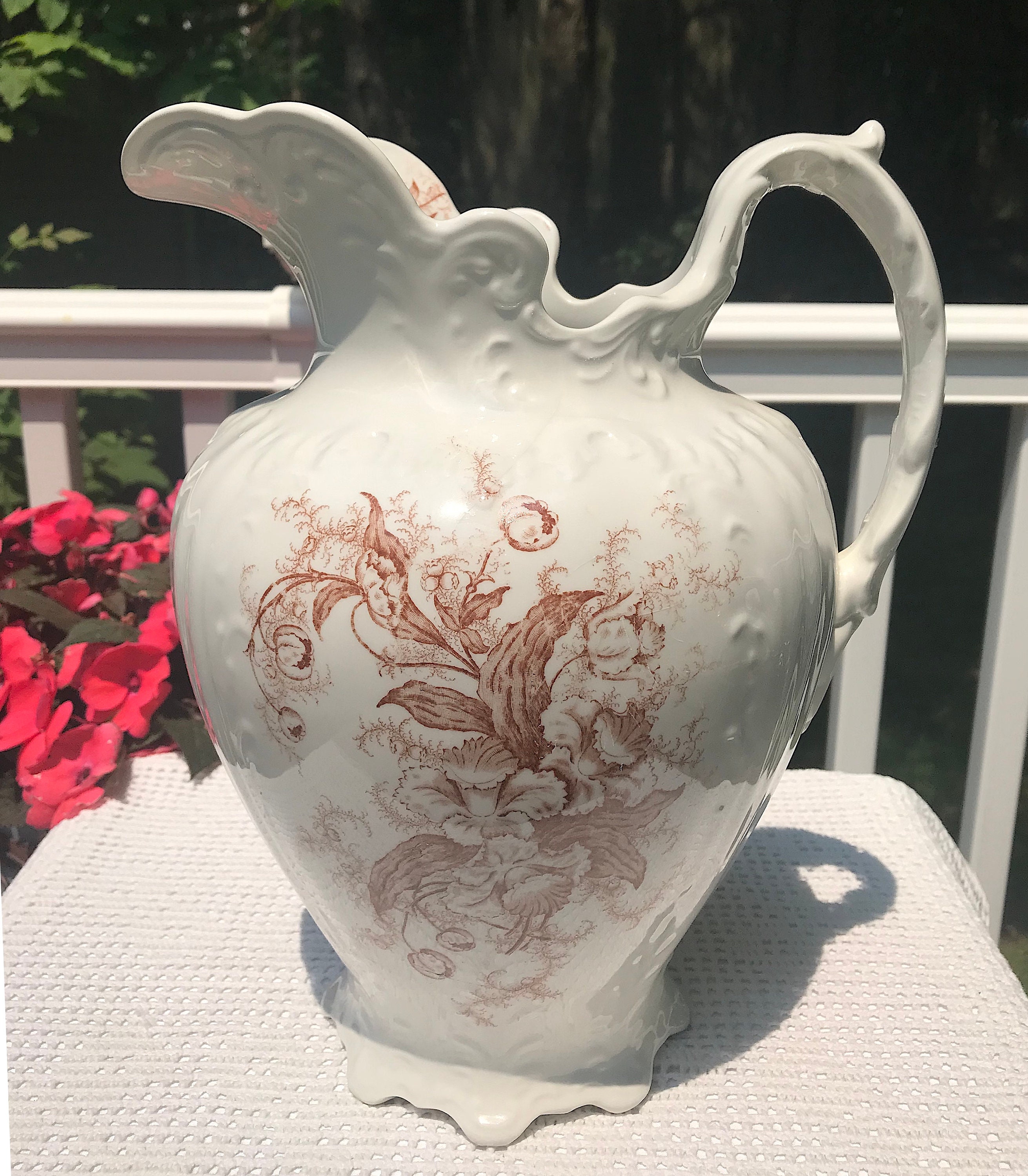 Smith Phillips Semi Porcelain Tall 12 1/2 Inch Wash Pitcher Late