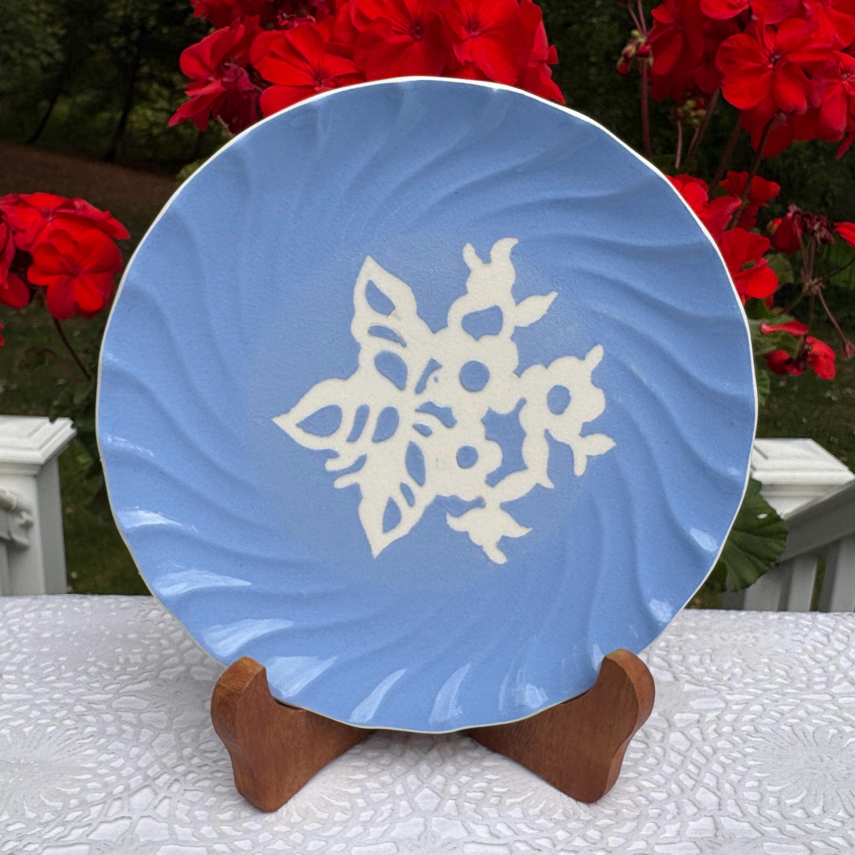 Vintage Blue Flower Lunch Plates - Etsy