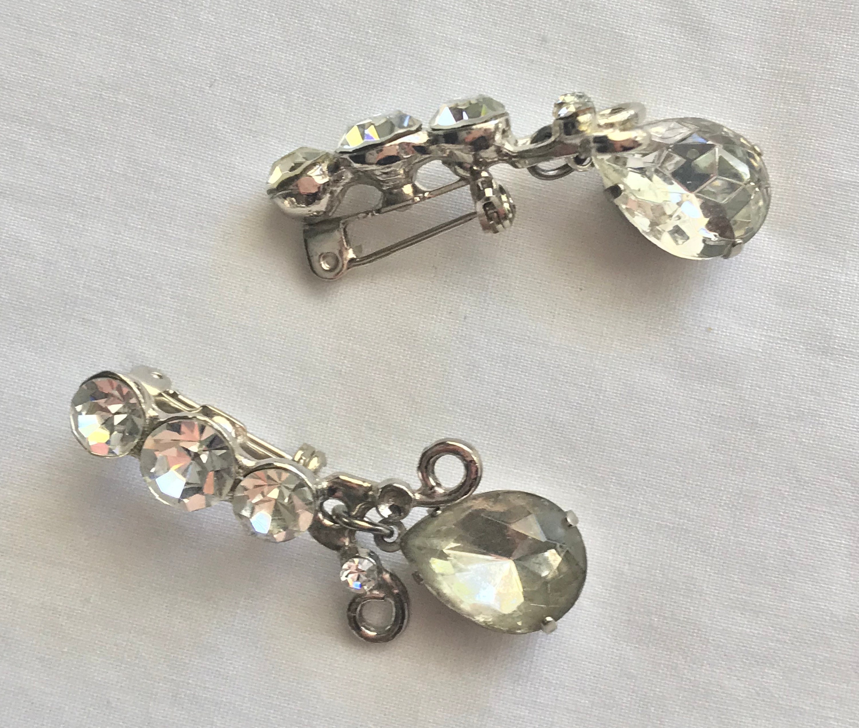 Set of TWO Vintage Rhinestone Teardrop Pins Jewelry - Etsy