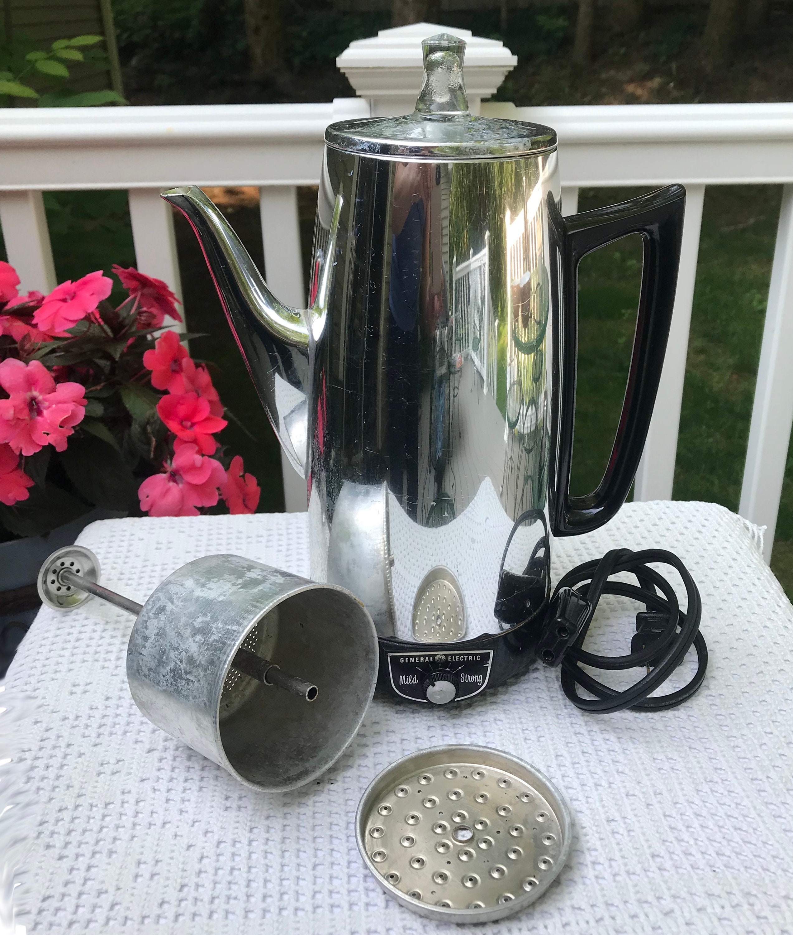 5 Cup Vintage Tin Coffee Percolator Metal Camping Coffeepot