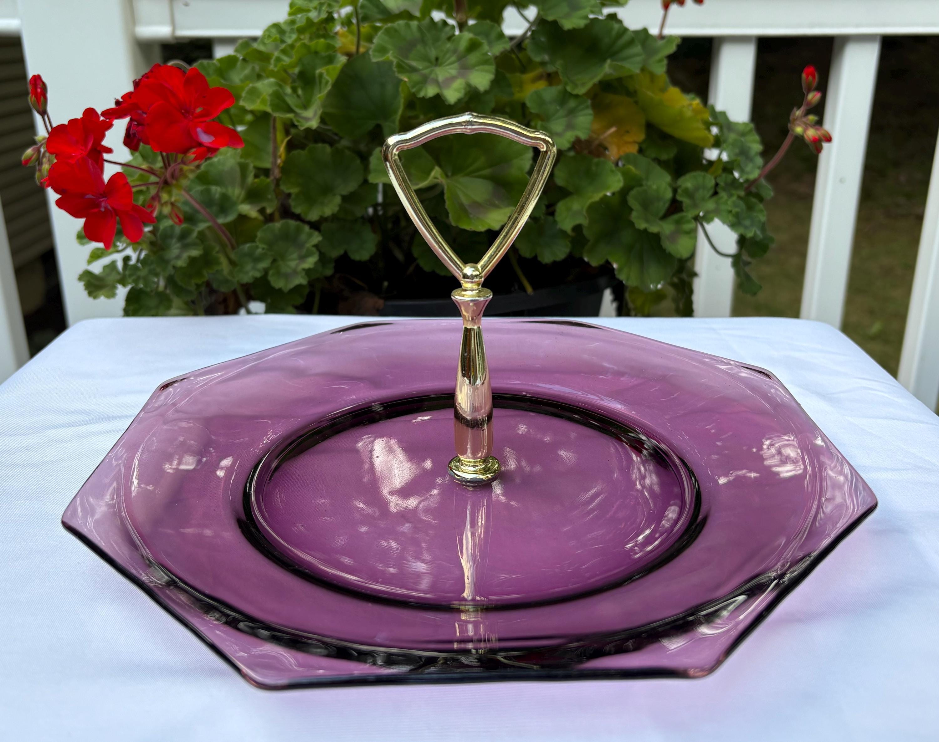 希少 c.t.アルトワッサー ドレスデン フルーツ盛り皿 アンティーク 盛り皿 Hazel Atlas Vintage Moroccan Amethyst Tidbit Serving Tray