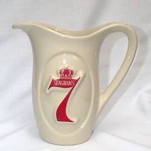 Seagram&#39;s 7 Seven Crown Water Bar Pitcher Jug McCoy Pottery Mid Century
