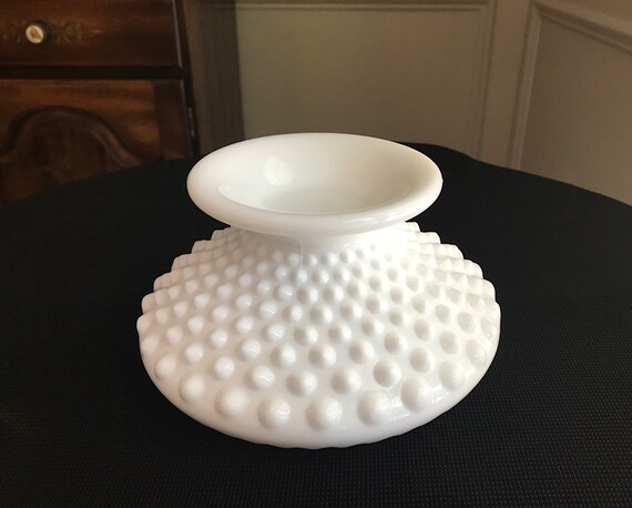 フェントンアート ミルクガラス ホブネイル リボン キャンドルボウル