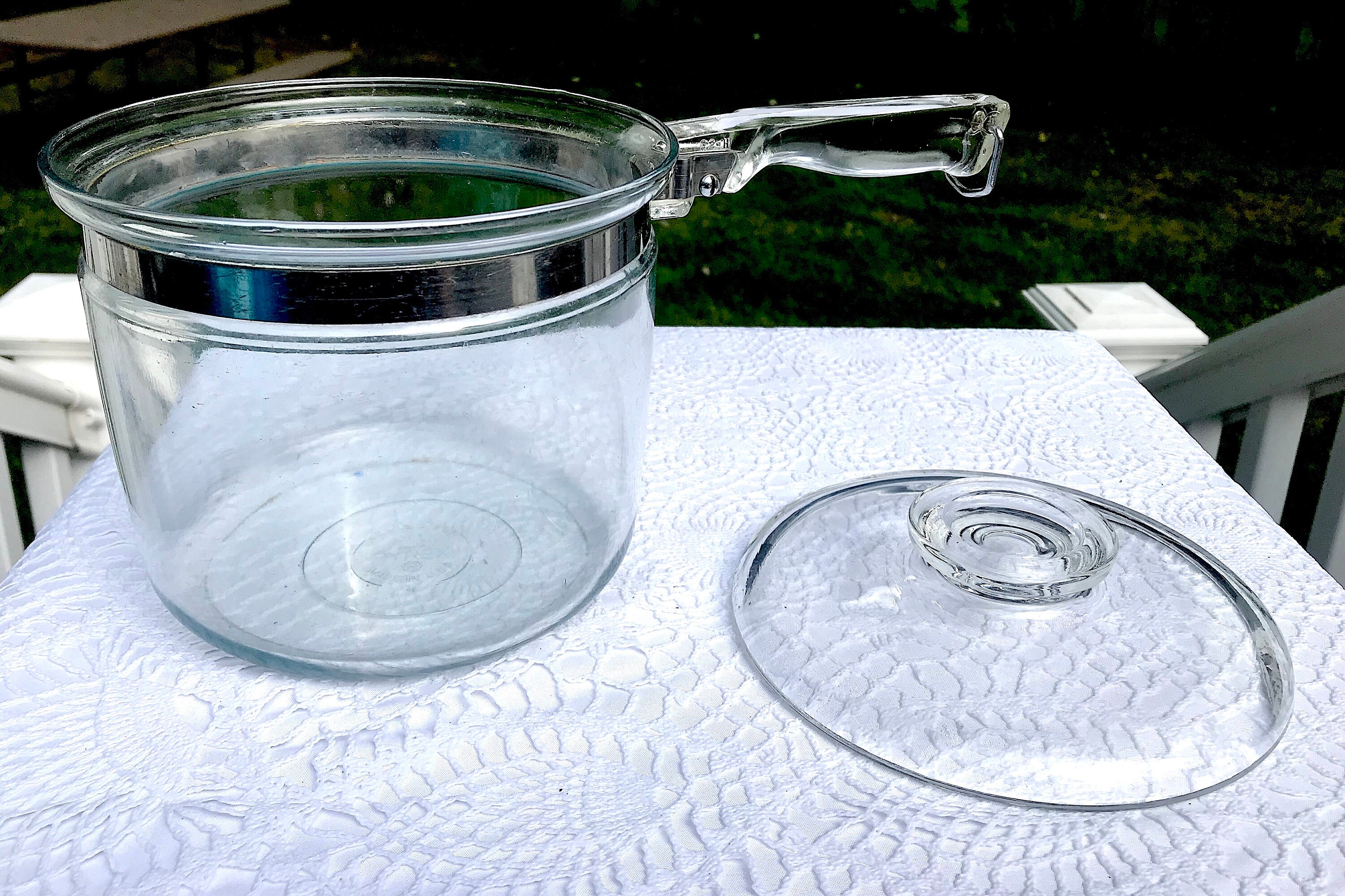 Vintage Pyrex Glass Double Boiler Pot Saucepan Set 1-1/2Qt #6283